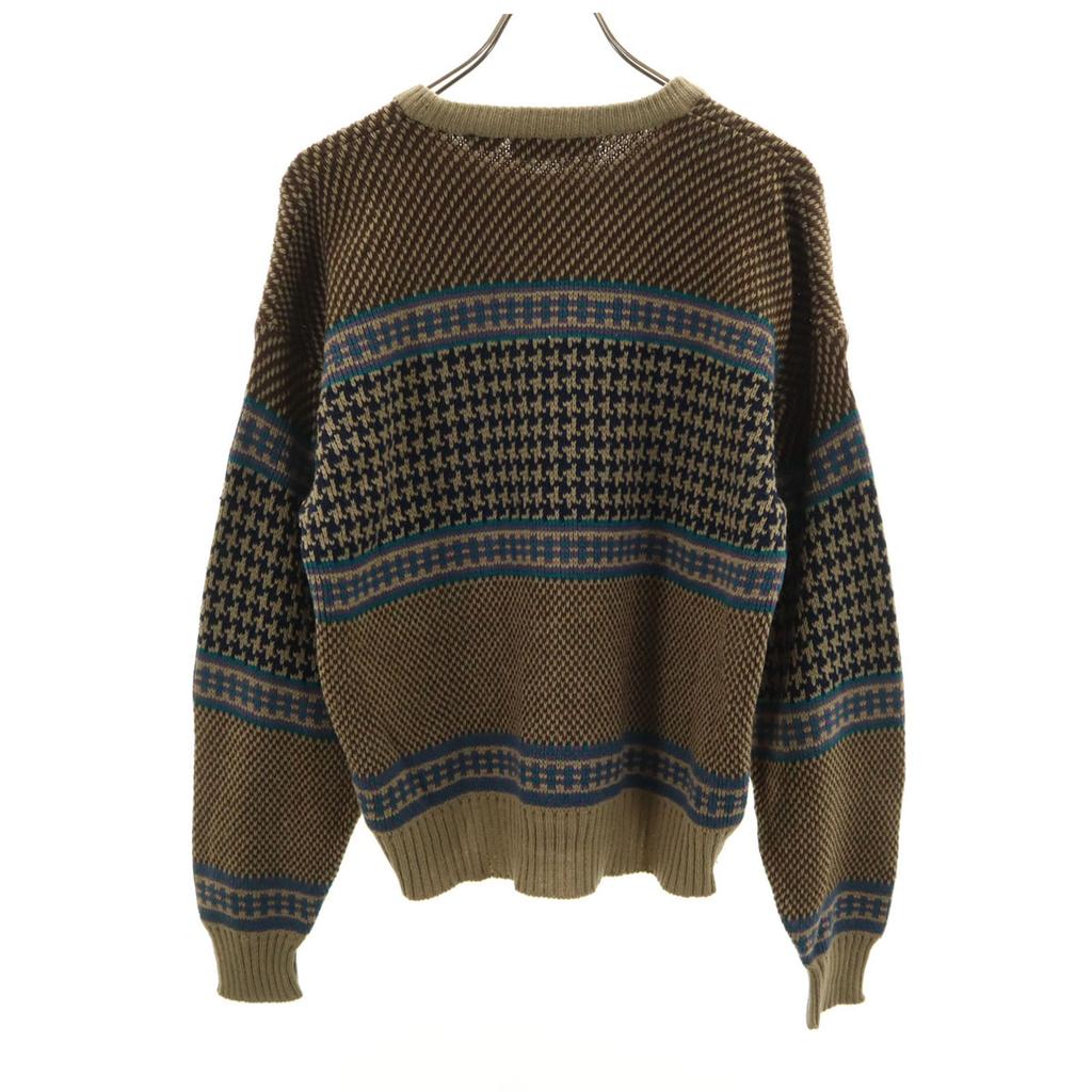 VAN HEUSEN 80er 90er Alter Overall-Griff Langarmpullover M Braun gestrickt Herren Gebraucht