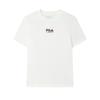 FILA Original Casual Versatile Knitted Short Sleeve T-Shirt Women Tops Cloud-Mushroom-White F11W519103FWT