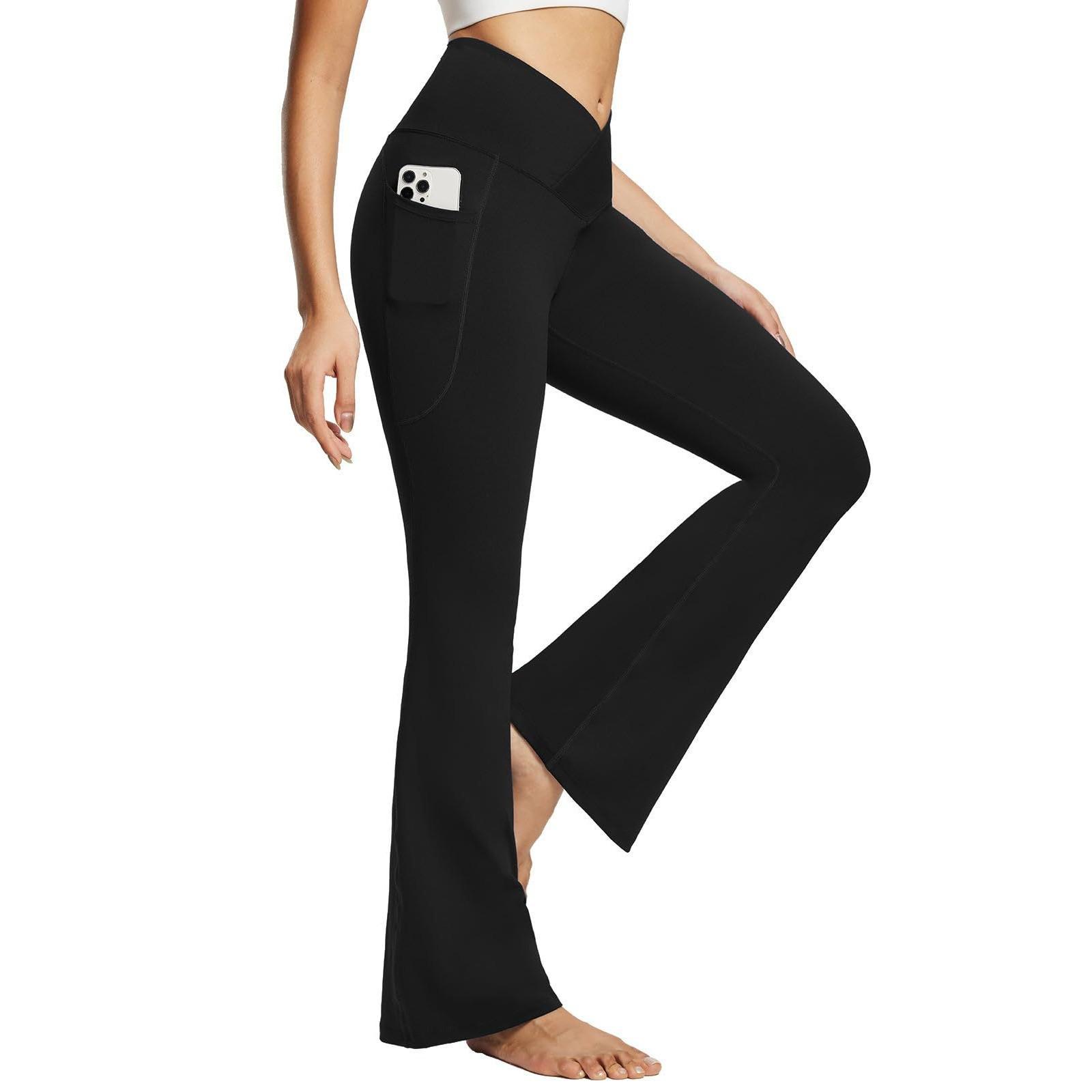

European and American Cross-Waist Flare Yoga Fitness Pants - Women s Black Base Layer M чёрный