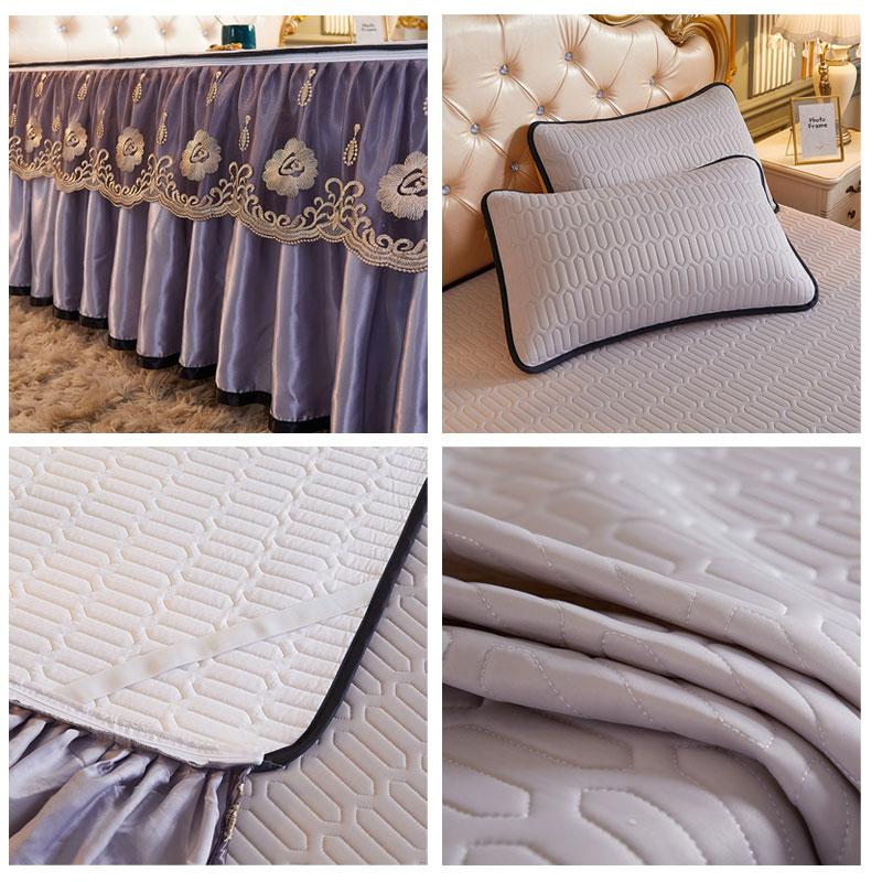 3pcs Bedding Set European Luxury Summer Cooling Bedspread Latex Ice Silk Elegant Bedcover Zipper Removable Quilted Bedspread