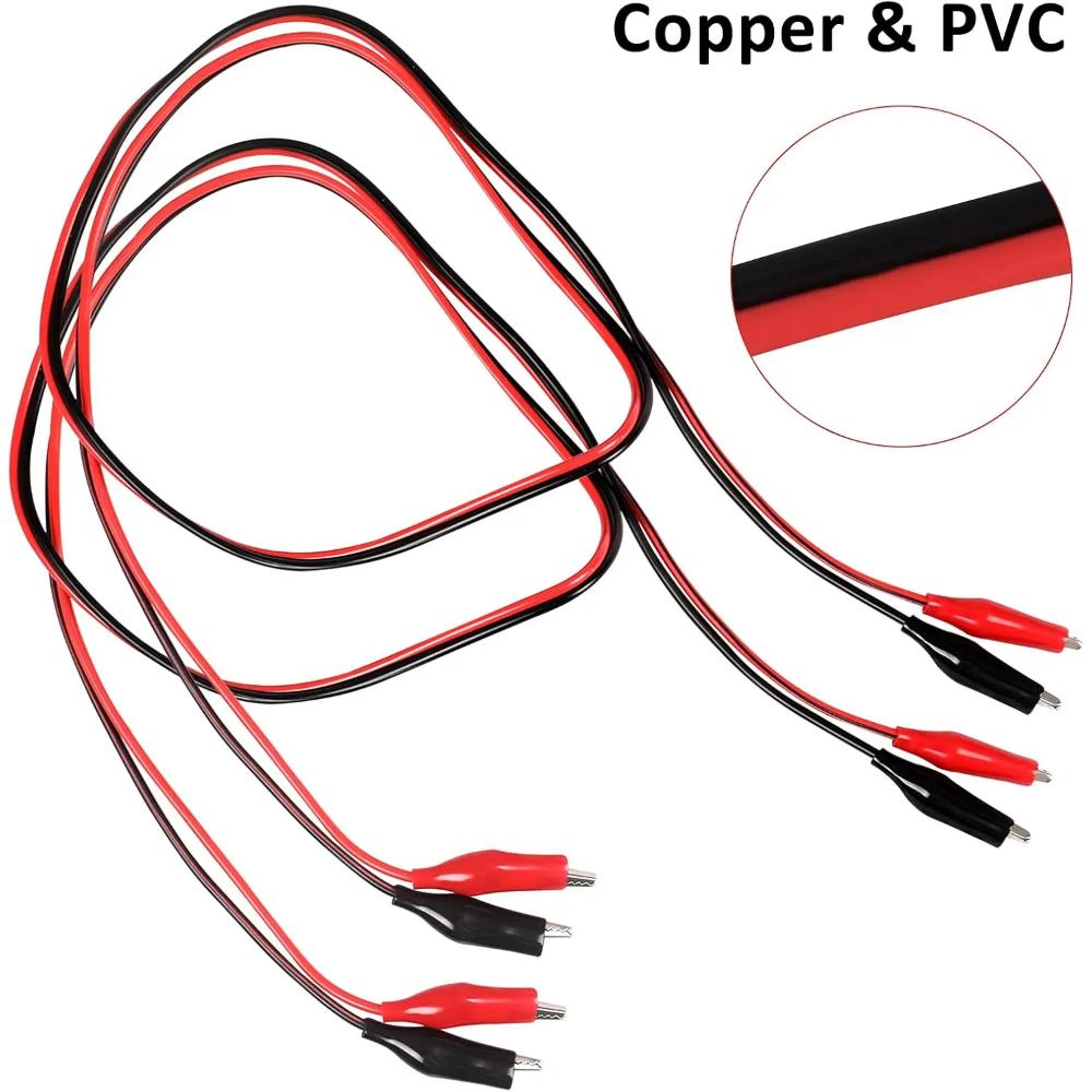 4 Pairs 1M Alligator Clips Electrical, Insulated Test Leads with Alligator Clips, Stamping Double-ended Jumper Wires