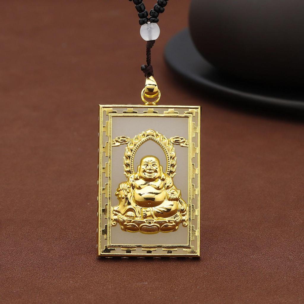 Elegant Natural Hetian Jade Necklace with Gold and Xiuyan Jade Pendant - A Fashionable and Timeless Gift for Women
