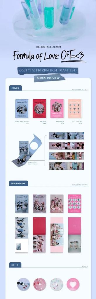Twice “Formula of Love O+T=<3” 3rd Album [Study About Love Ver.] (Korean Press, CD)