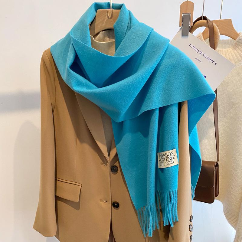 New white scarf women's winter versatile small scarf high-end Christmas birthday gift shawl