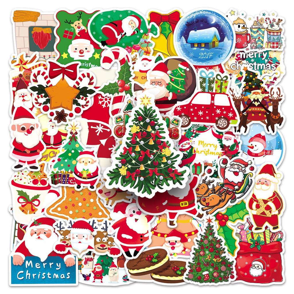 52 Christmas Personalized Festival Cartoon Children's Guka Notebook Decoration Water Cup Suitcase Graffiti Stickers