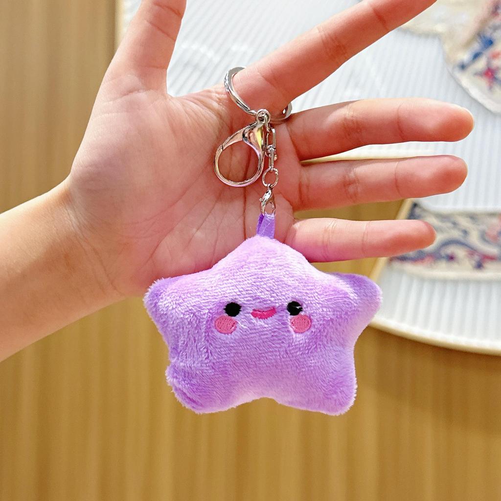 Five-Pointed Star Plush Bag Charm & Keychain - Cute, Girlish Heart Accessory for Backpacks