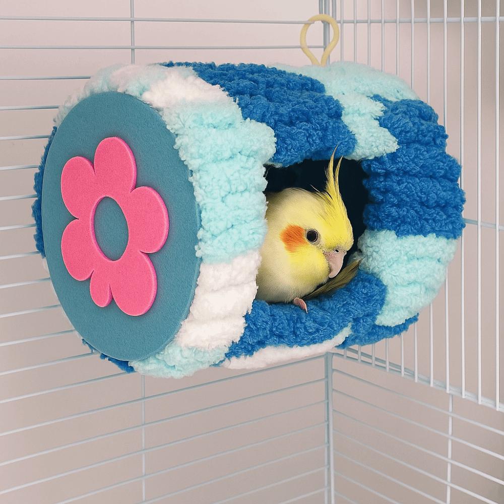 Cylinder Design Warm Parrot Nest Flannel Bird Cage House Hanging Hammock  Bird Cage
