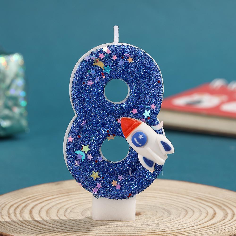 Children's Rocket Birthday Candle Numbers 0-9 - DIY Cake Decorations