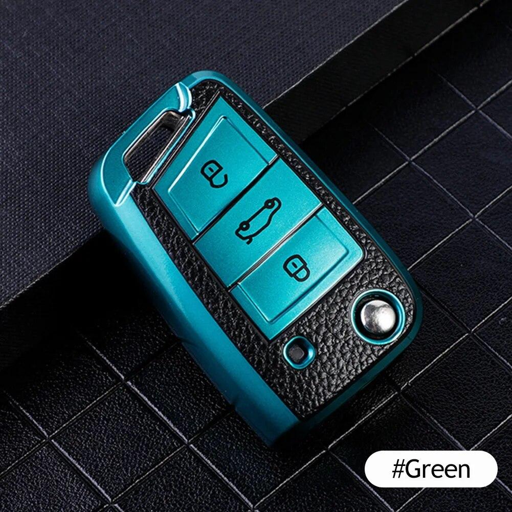 Leather Car Key Case Keys Full Cover Protection Shell Bag for VW Volkswagen Polo Tiguan Passat Golf Jetta Lavida Skoda Octavia