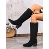 Winter 2025 New Pointed Toe Plus-size High-heeled Fashion Boots Women's Thick-heeled Sleeve Knight Boots