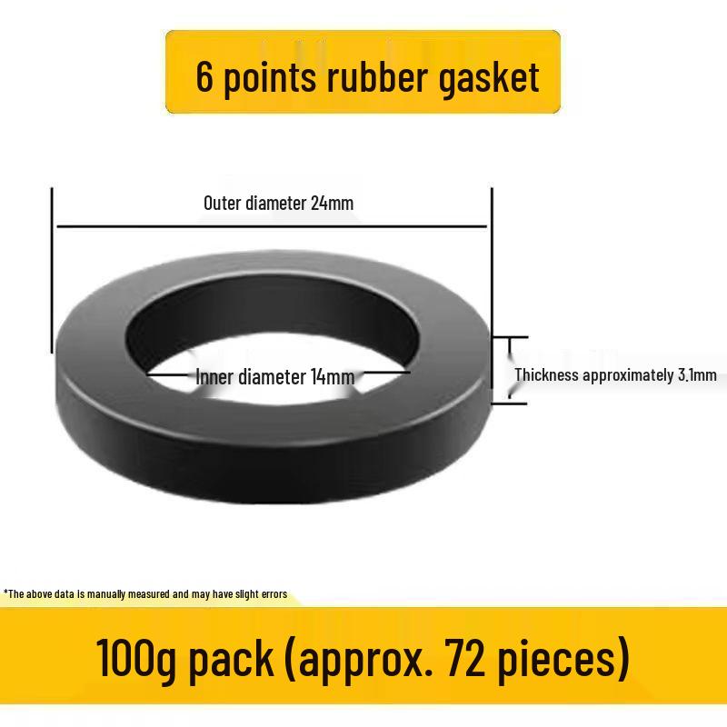 4-Point Black Rubber Gasket with 6-Point Sealing Ring and Silicone Shower Inlet Hose Waterproof Pad