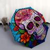 Day of the Dead Sugar Skull Stained Wall Art DecorUmbrella, Portable 3-Fold Compact Umbrella for Men & Women Gift