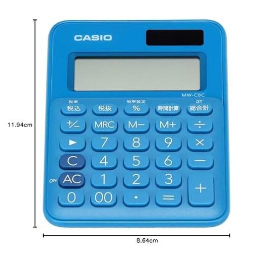 Casio Colorful Calculator Lake Blue 10-Digit Mini Just Type MW-C8C-BU-N