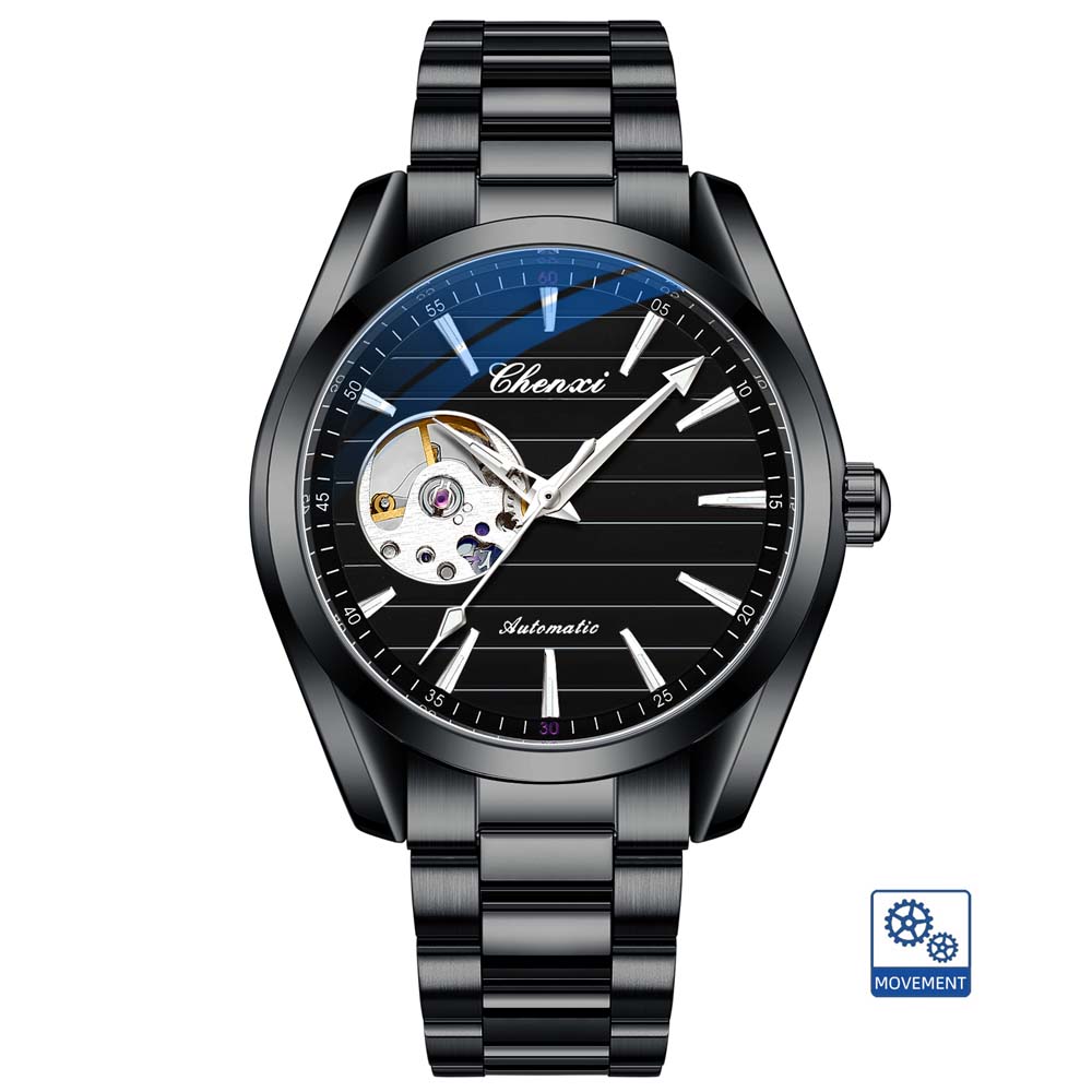 CHENXI Men's Fully Automatic Skeleton Mechanical Watch Water-Resistant Stainless Steel Stylish Mechanical Watch Watches for Man