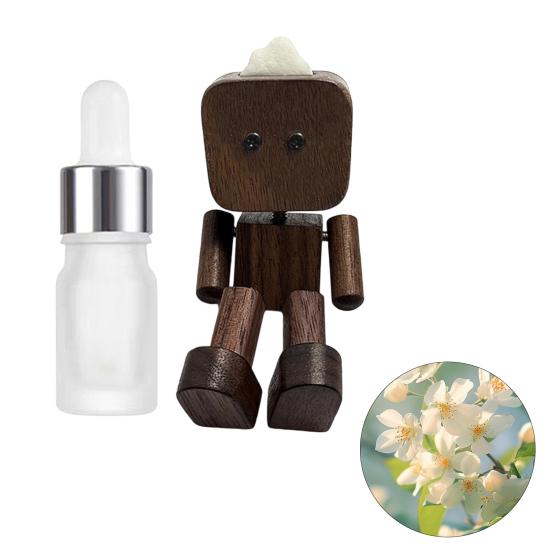 Wooden Man Figurine with Swing Feet Car Aromatherapy Ornament Handcrafted Wooden Art Piece Auto Decor