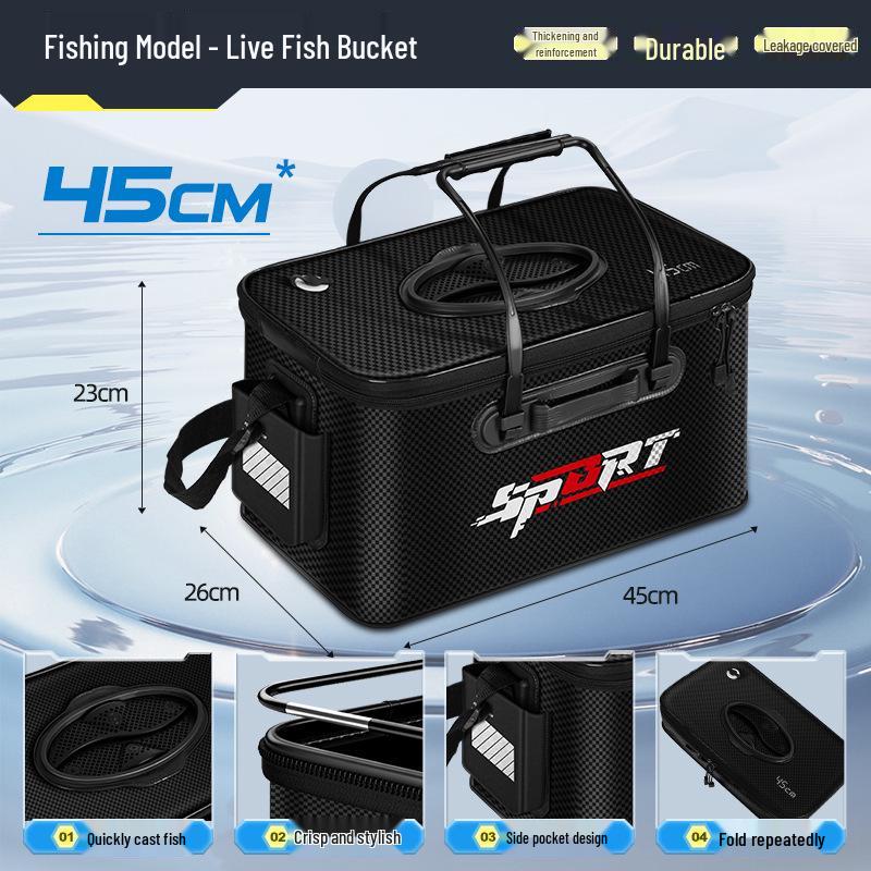 Förtjockad hopfällbar EVA-hink för levande fisk, Multifunktionell för vild- och tävlingsfiske