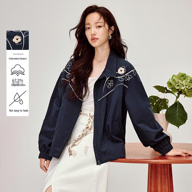 

INMAN Embroidered Floral Stand-Collar Jacket XL