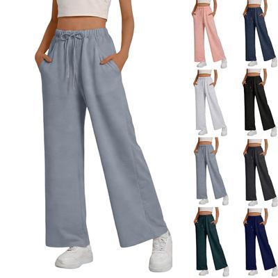 Pantalon de sport à jambes larges pour femme, pantalon décontracté à jambes droites et amples, pantalon de jogging