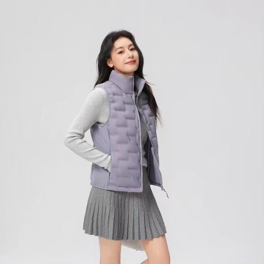 Women's Stand Collar Sleeveless Down Vest Loose Fit Commuter Style Down Waistcoat