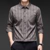 Men S Long Sleeve Striped Cotton Linen Blend Shirt For Autumn