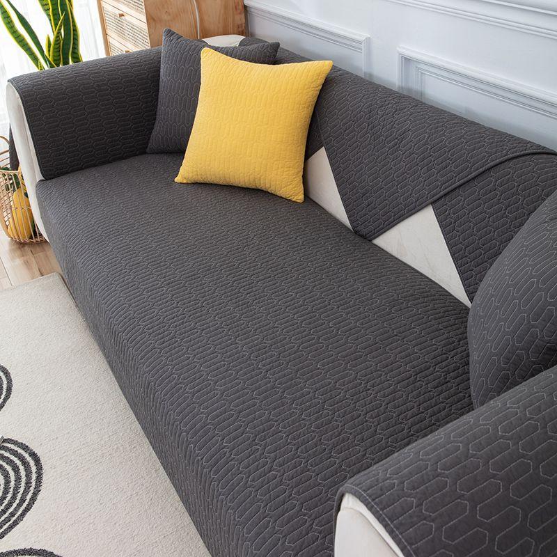 

Washed Cotton All Cotton Pure Cotton Sofa Cushion Sofa Cover All Year Round General Fabrics Sofa Towel Pure Color Minimalist Plain Non Slip Washed cotton simple elegant black 70 * 70cm