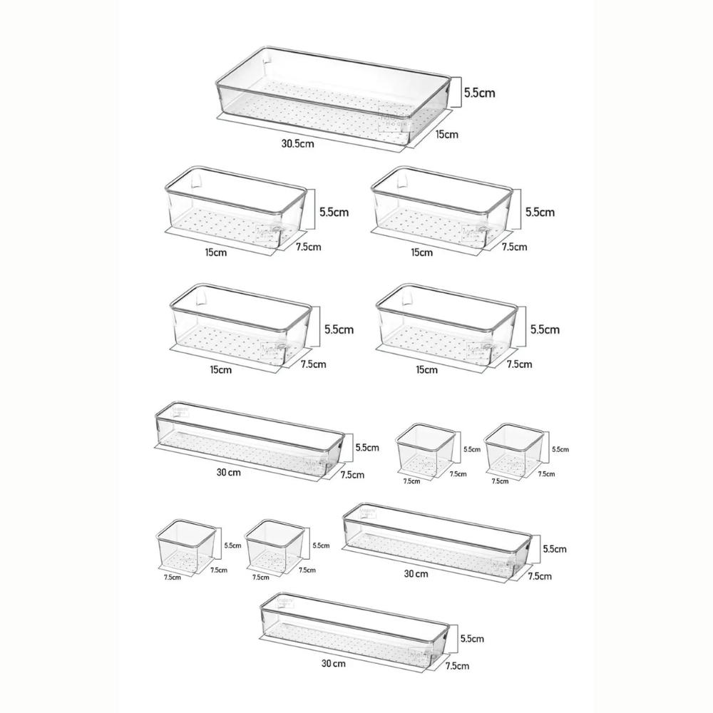Set of 12 Modular Drawer Organizer, Bathroom Makeup - Jewelry Organizer - Office Desktop Organizer