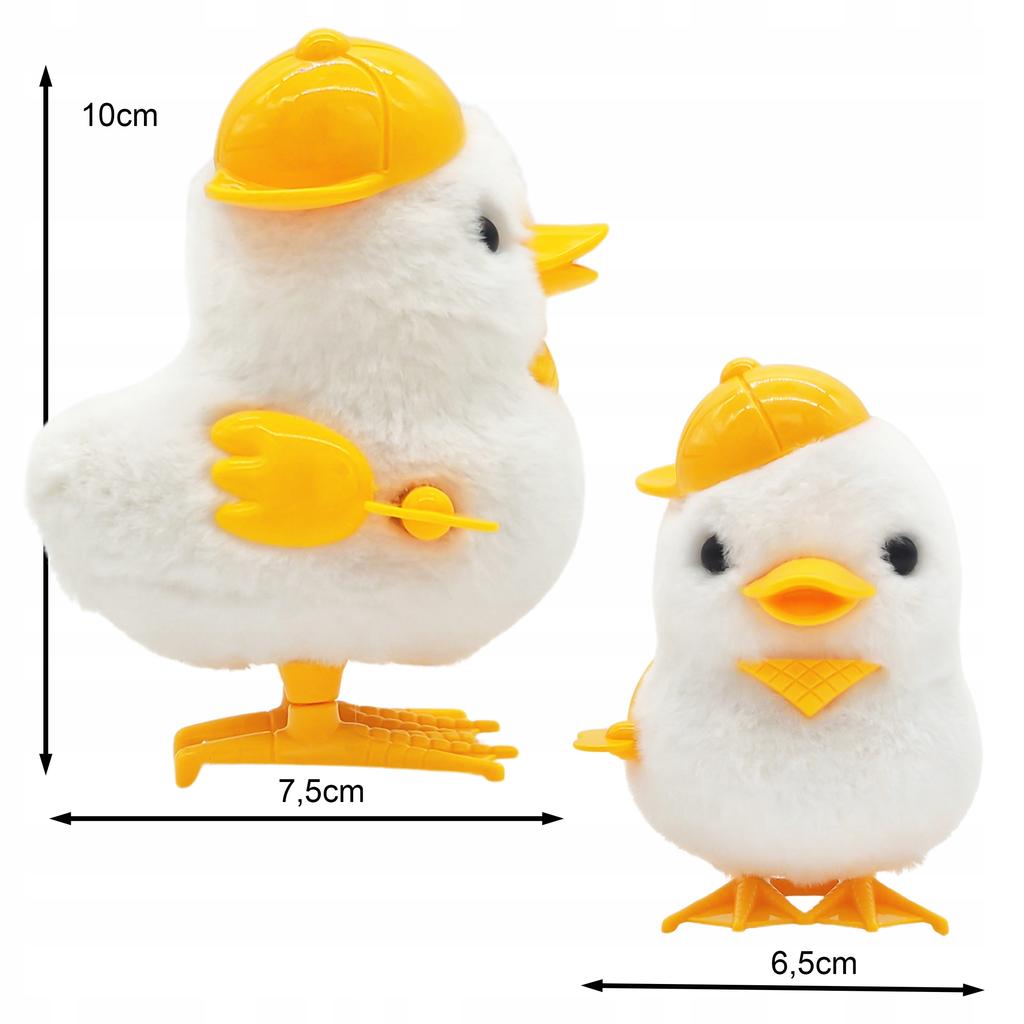2Szt Zestaw Kurczaczek Zabawkowy Nakręcany Skaczący 10 Cm W Czapce Kaczka