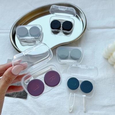 Estojo de Lentes de Contato Colorido Vintage com Pinça Caixa de Armazenamento Portátil para Viagem Acessórios de Maquiagem para Pupila de Beleza