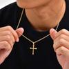 Simple Gold Color Cross Necklace for Men,Stainless Steel Cross Sweater Chain Jewelry Gift