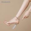 Klare Transparente Sandalen mit Absatz für Damen Offene Zehenpartie Knöchelriemen Elegante Schuhe Damenmode PVC-Sandalen Sandalias De Mujer