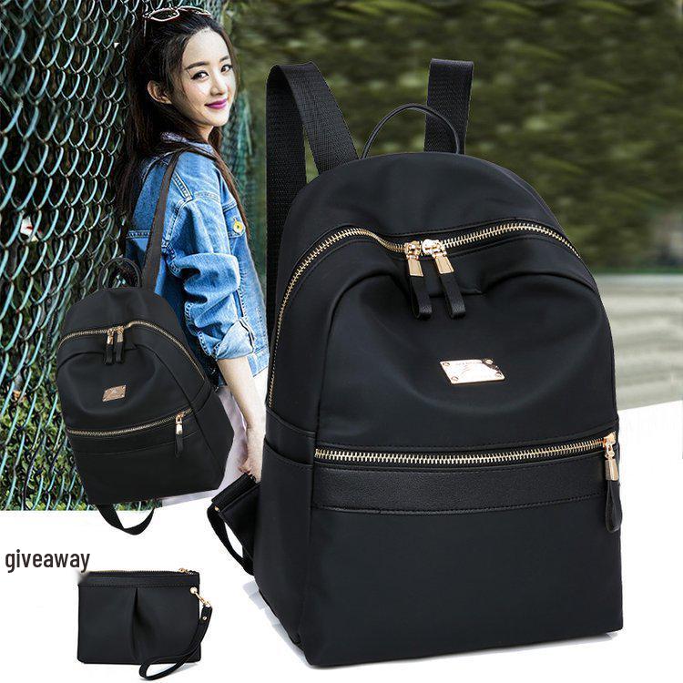 

2024 Summer Women s Fashion Backpack, Oxford Nylon Cloth, Zipper Shoulder Bag чёрный
