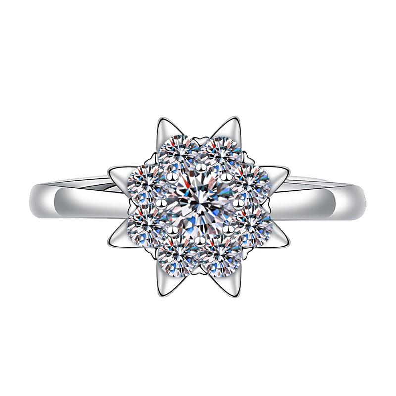 Open Adjustable European and American Style New Imitation Mosane Diamond Adjustable Girls' Ring Fashionable Creative Ring