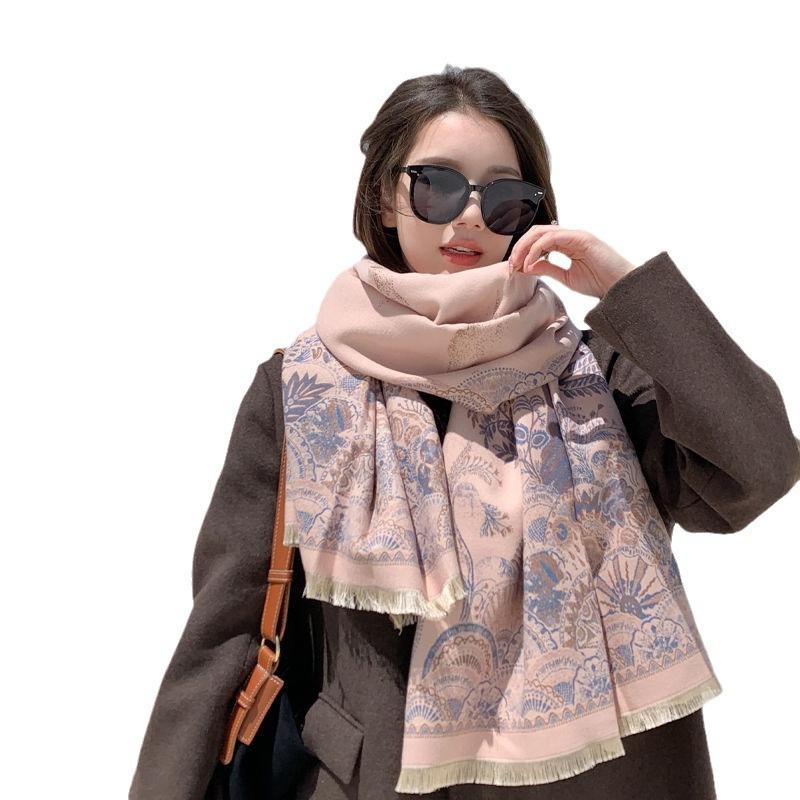 New Travel Prairie Scarf for Women In Autumn and Winter Chinese Style Shawl  Fashionable and Versatile Imitation Cashmere Scarf