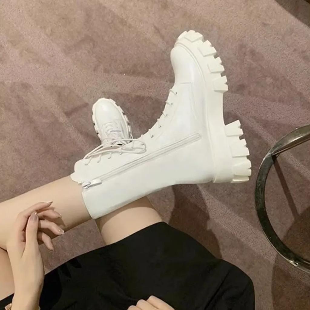 Spring Autumn Women's  Boots Thin Thi Bot Heightening Ort Retro Motorcycle Boots Cross Martin Boots