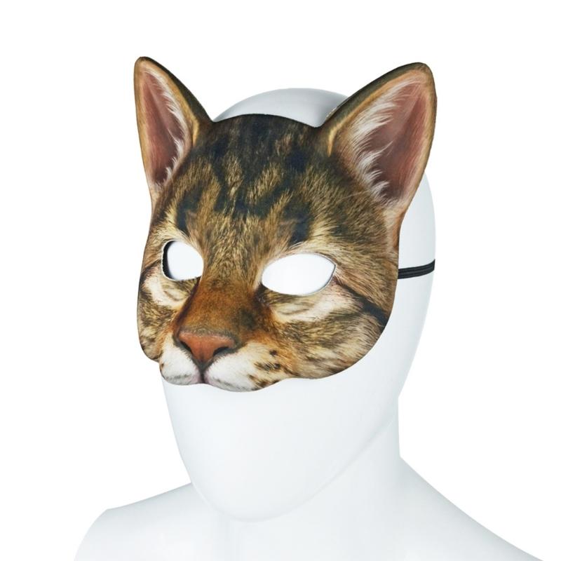 Máscara Facial Realista de Gato Animal Textura EVA Asegurando Comodidad Adecuada para Halloween Carnavales Fiestas de Disfraces