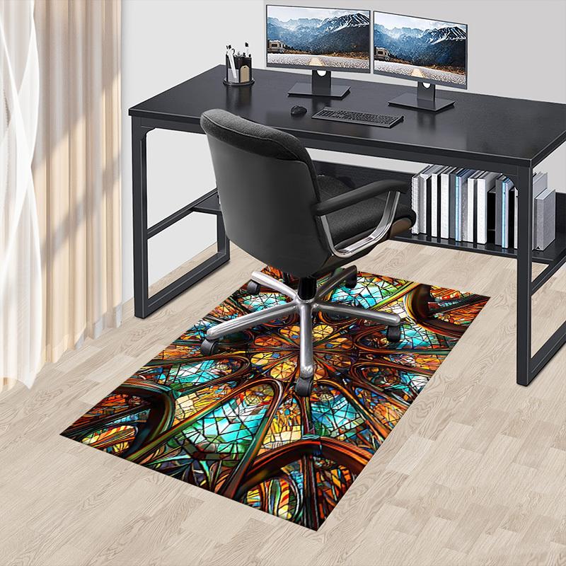 1PC Stained Glass Kaleidoscope Extra Large Non Slip Floor carpet, Office, family, bedroom Large Area Rug Indoor Rugs, Vibrant Colors