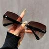 European and American Gradient Lens Frameless Sunglasses for Women - Trendy Internet Celebrity Style, Versatile Bare Face Sunshade.