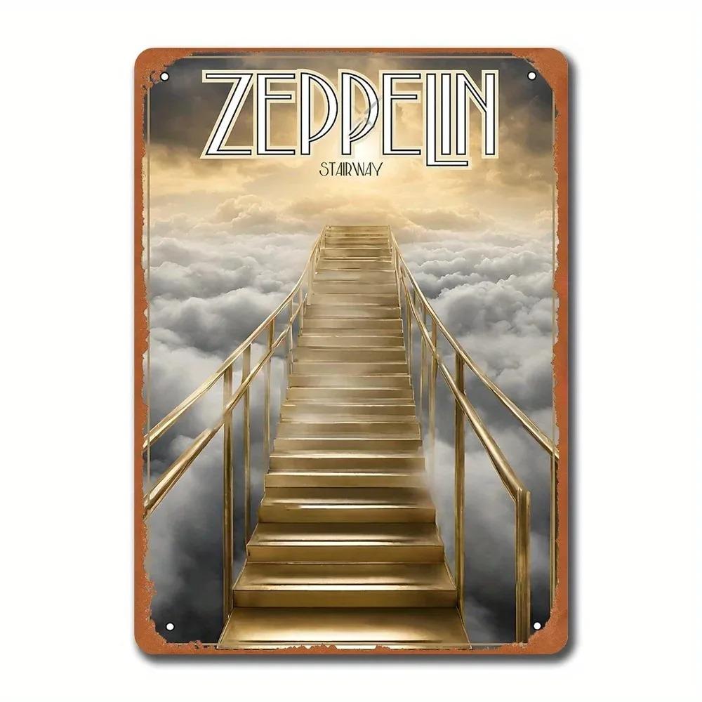 LEDZEPPELINARTZ Zeppelin Metal Sign Stairway to Heaven Wall Decor Vintage Iron Tin Sign for Home Bar Cafe
