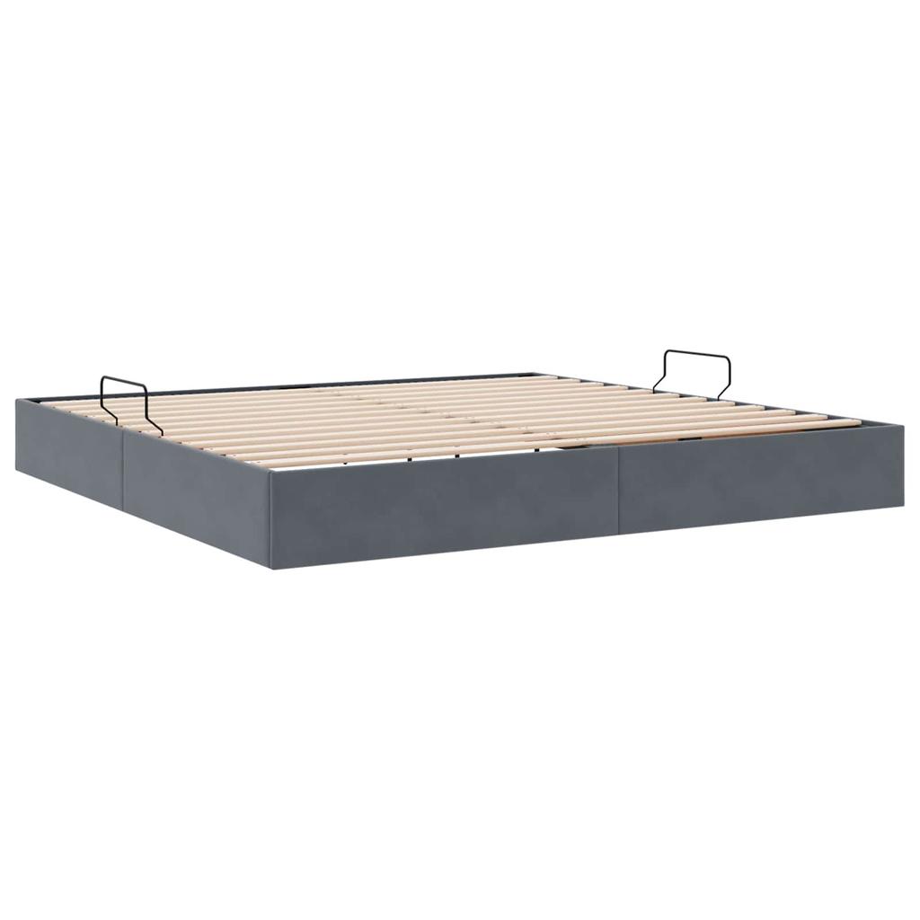 Ottoman Bed Frame with Storage Dark Gray 200 x 200 cm Velvet