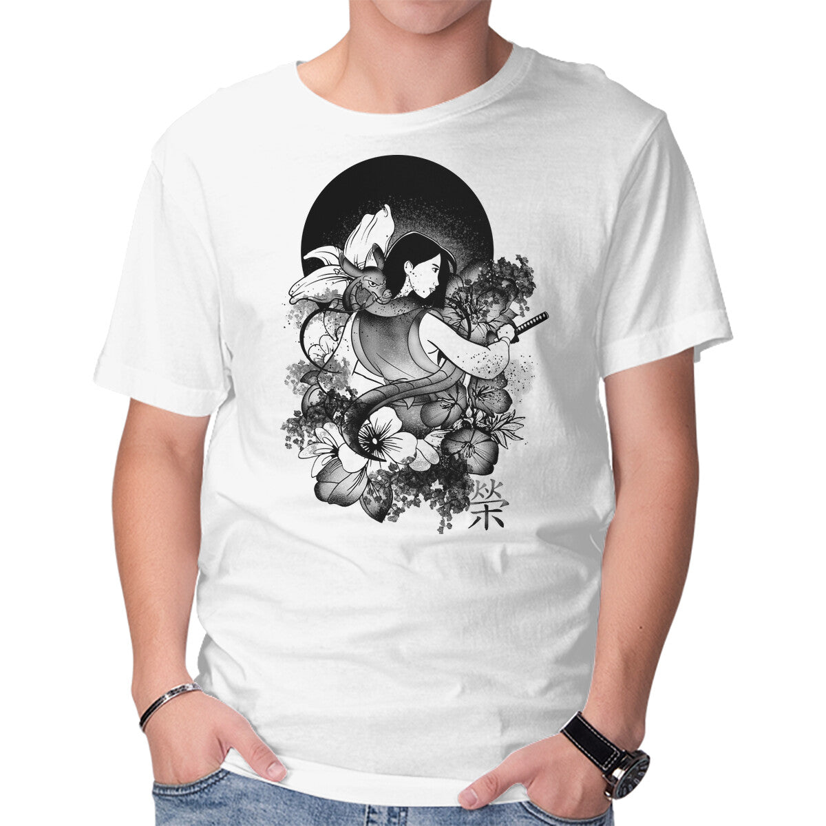 Unisex Crew Neck T-Shirt Warrior Girl Ink Graphic Short Sleeve Casual Tee XS