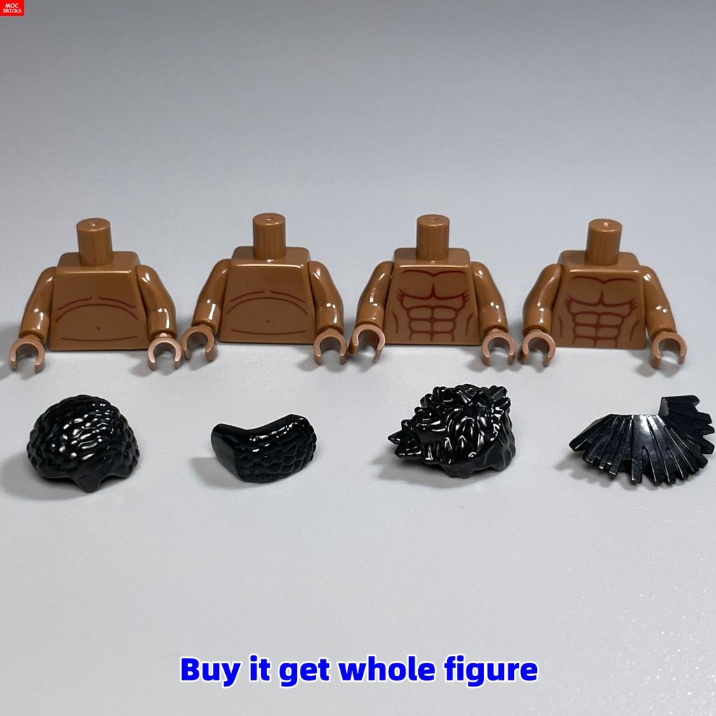 MOC Bricks dark skin 4cm Figure muscle beer Man torso belly Particles Assembled Building Blocks Children's Toys