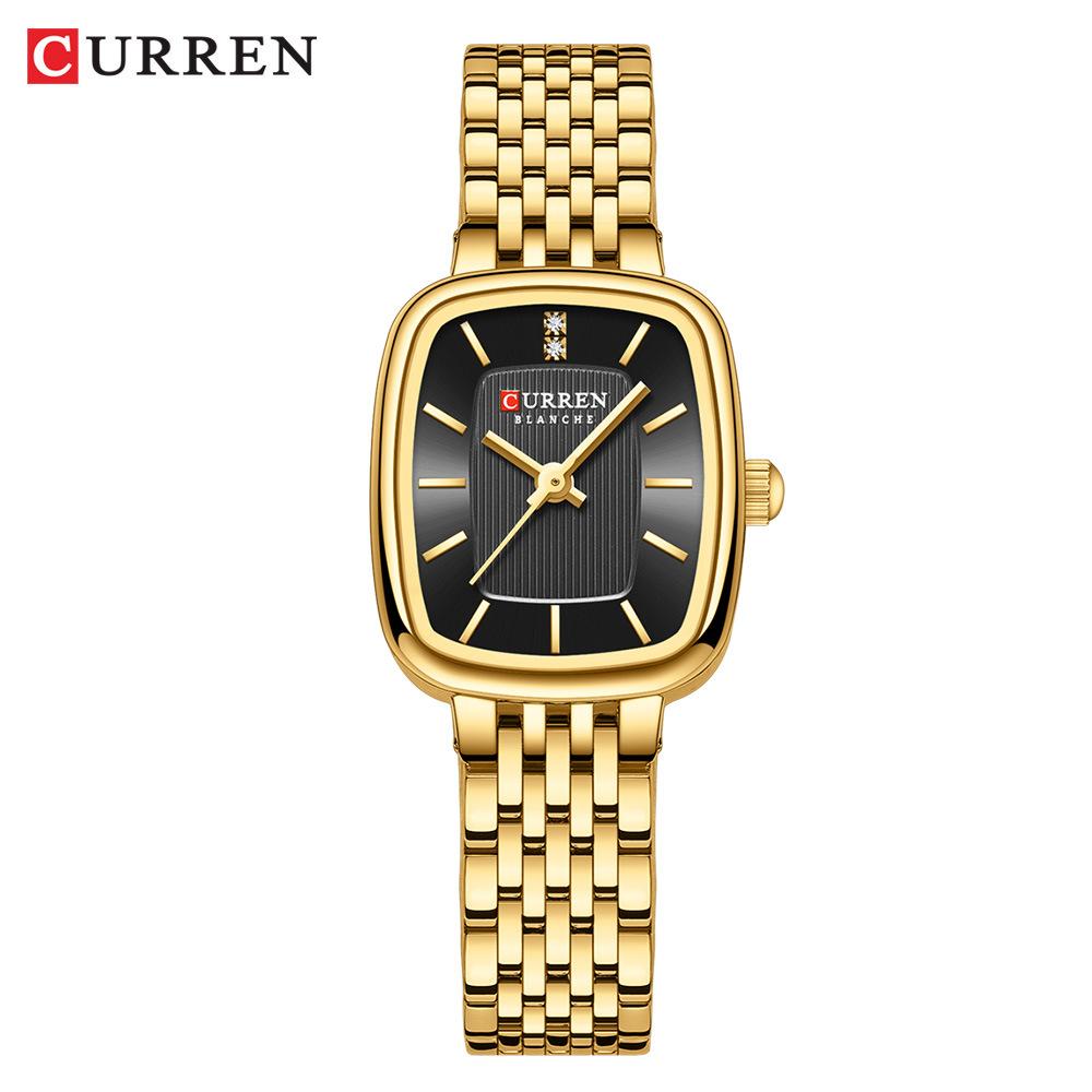 CURREN Fashion Quartz Women Watch Simple Elegant Square Dial Gold Stainless Steel Strap Waterproof Leisure Business Watches