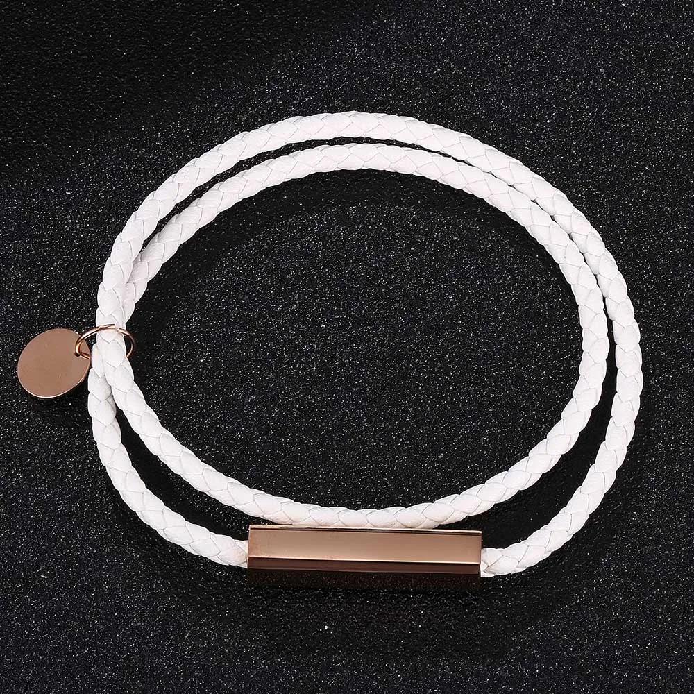 Vita Läderarmband För Män Kvinnor Mode Berlocker Wrap Armband Mode Kostymsmycken