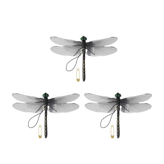 Realistic Artificial Dragonfly Outdoor Insect Deterrent Garden Decoration Dragonfly Pin with Hanging Strap for Outdoor Flower Pots Camping Hat