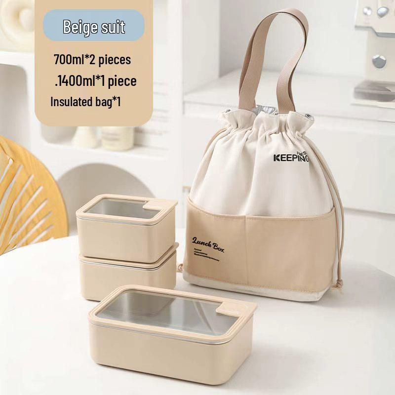 Korean Stainless Steel Glass Airtight Lunch Box Square Bento Food Container for Students 30123₽