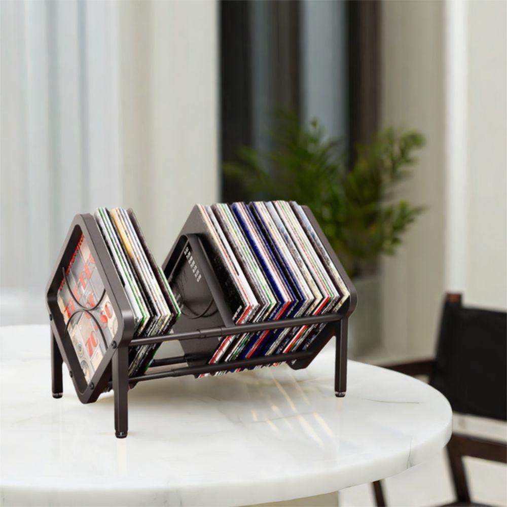 Black Vinyl Record Holder Large Capacity CD Record Display Durable Desktop Bookshelf  Living Room