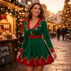 A-Line Christmas Elf Dress Long Sleeve Cosplay Costume Fancy Dress Christmas Cosplay Xmas Party