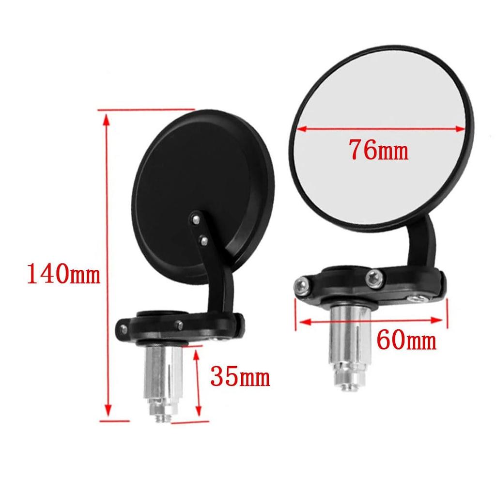 SZYUMO 22mm Universal Motorcycle Bar Mini Mirror Set for Easy Round Shape Mirrors, Scooters, Installation, (Black)