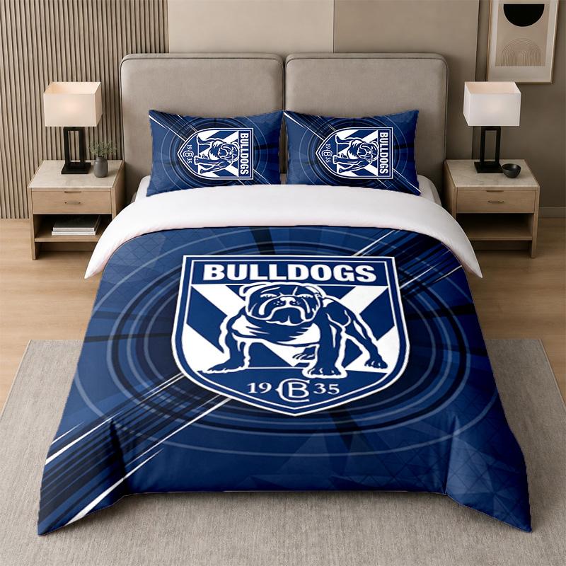 3Pcs Bedding SetCanterbury-Bankstown Bulldogs Soft Bed Sheet and Two Pillowcases Home Bedroom Decor