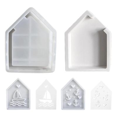 Hausförmige hohle Silikonform Hausform Epoxidharz Guss Handwerksform Seaside Home Form für Hochzeits- Valentinstagsdekoration